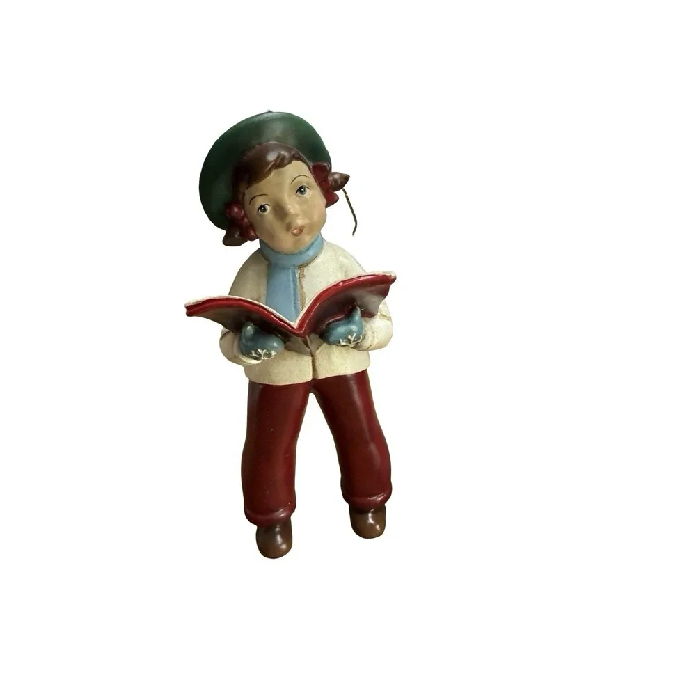 Vintage‎ Caroler Boy Figurine Boy mittens mailbox letter to santa ornament